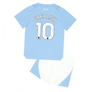 Lacne Dětský Futbalové dres Manchester City Jack Grealish #10 2023-24 Krátky Rukáv - Domáci (+ trenírky)